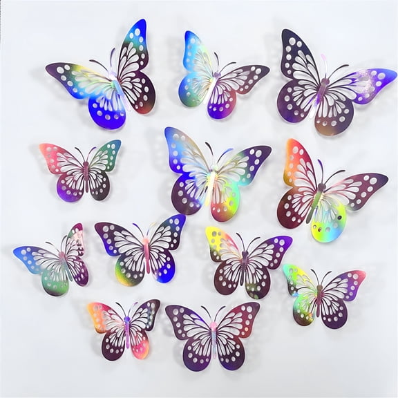CCOCC 2026 New 12Pcs Butterfly Wall Stickers,Magnetic Christmas Home Décor,Colorful 3D Wall Decals,Living Room & Bedroom Holiday Diy Decorations,Indoor/Outdoor Seasonal Wall Art