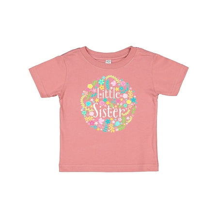 

Inktastic Little Sister with Flower Circle Gift Baby Boy or Baby Girl T-Shirt