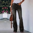 thumbnail image 3 of Wutalume Jeans for Women Retro Straight Leg Micro Flare, Vintage Inspired Denim Pants with Stretch Comfort for Timeless Style,Black L, 3 of 5