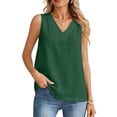 thumbnail image 4 of Women's Cotton Linen Tank Tops Loose V Neck Sleeveless Shirts Summer 2026 Army Green L, 4 of 5