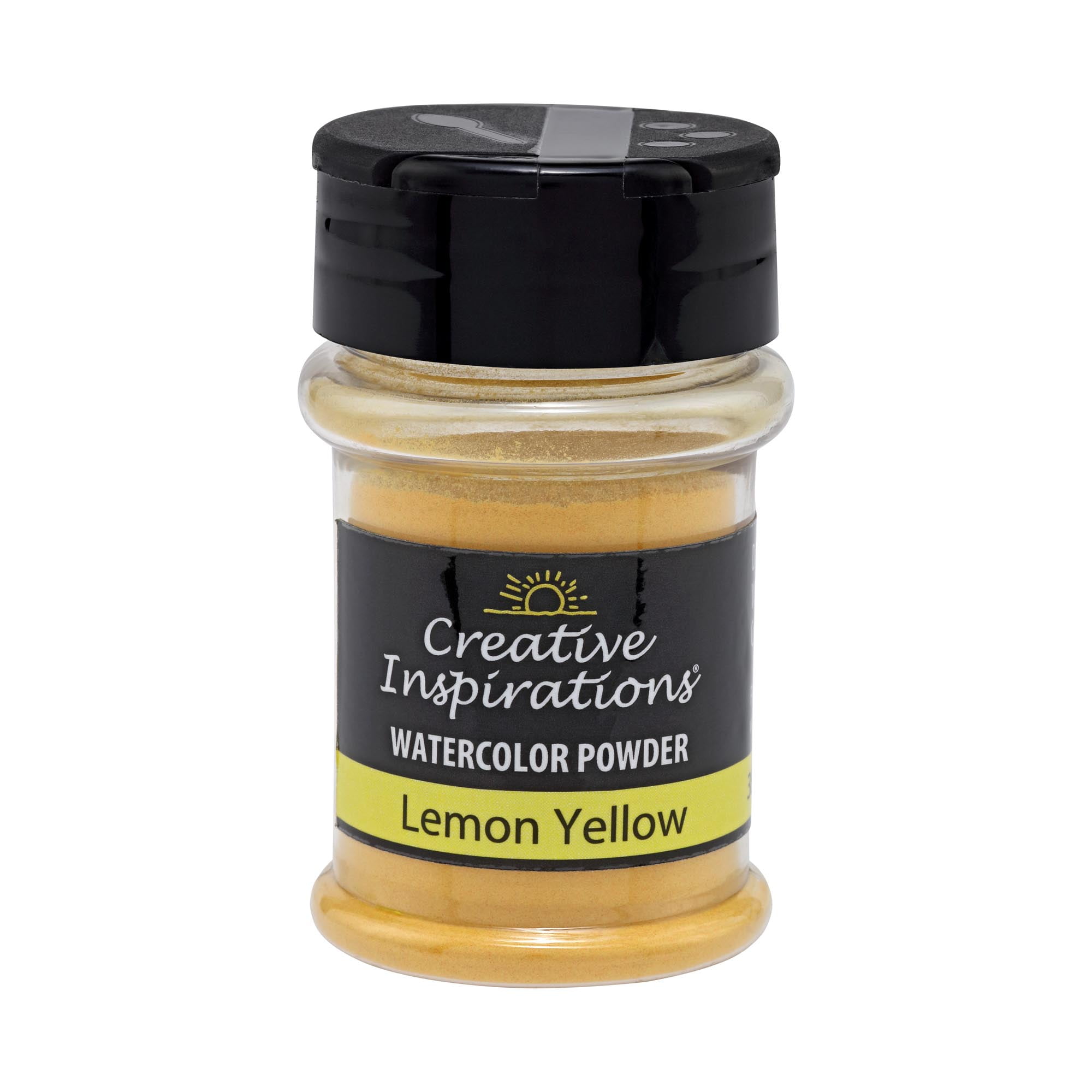 Creative Inspirations Powder Watercolor Paint 3 Pack - 38g Shaker Bottle, Lemon Yellow - Dye-Based Water-Soluble Crystalline Pigments - Non-Toxic, Perfect for Abstract and Spontaneous Effects
