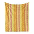 thumbnail image 1 of Floral Soft Flannel Fleece Blanket, Flowers Stars Stripes Mix Patchwork Style Motif Kids Baby Playroom Design, Cozy Plush for Indoor and Outdoor Use, 50" x 60", Yellow Marigold Pink, by Ambesonne, 1 of 6
