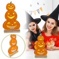 thumbnail image 1 of teapwant Wooden LED Light Halloween Pumpkin Face Decorative Table Decoration Craft For Home Glowing Ornament, 1 of 9
