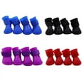 4PCS Dog Puppy Shoes Silicone Waterproof Pet Rain Boots AntiSlip Skidproof Elastic Protective