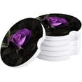 thumbnail image 1 of FMSHPON Purple Rose Oil Painting Set of 4 Car Coaster for Drinks, Absorbent Ceramic Stone Coasters Cup Mat with Cork Base for Home Kitchen Room Coffee Table Bar Decor, 1 of 5