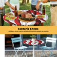 thumbnail image 6 of Elastic Fitted Round Tablecloth, Red White Moire Waterproof Stretch Table Cover for 36"-44" Tables, Modern Abstract Art Washable Outdoor Tablecloths for Patio, Picnic, Camping, 6 of 9