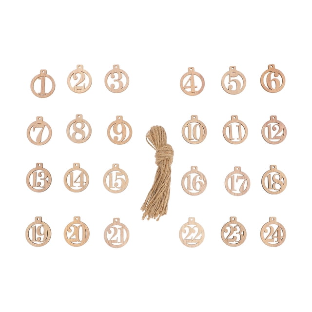 Weiweiguan 1 Set Christmas Carving Number Pendant Christmas Wooden Sign Number Sign