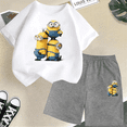 thumbnail image 3 of Conjunto de camiseta y pantalones cortos de dibujos animados de Minions Despicable Me para niños y adolescentes de verano de 2024, ropa para niños y niñas, camiseta de manga corta, traje de moda, 3 of 5