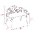 thumbnail image 3 of IVV Garden Bench with Seat Cushion, Outdoor Cast Aluminum Bench with Floral Tulip Decorated Backrest for Patio Yard Bench Entryway Bench (Black ), 3 of 8