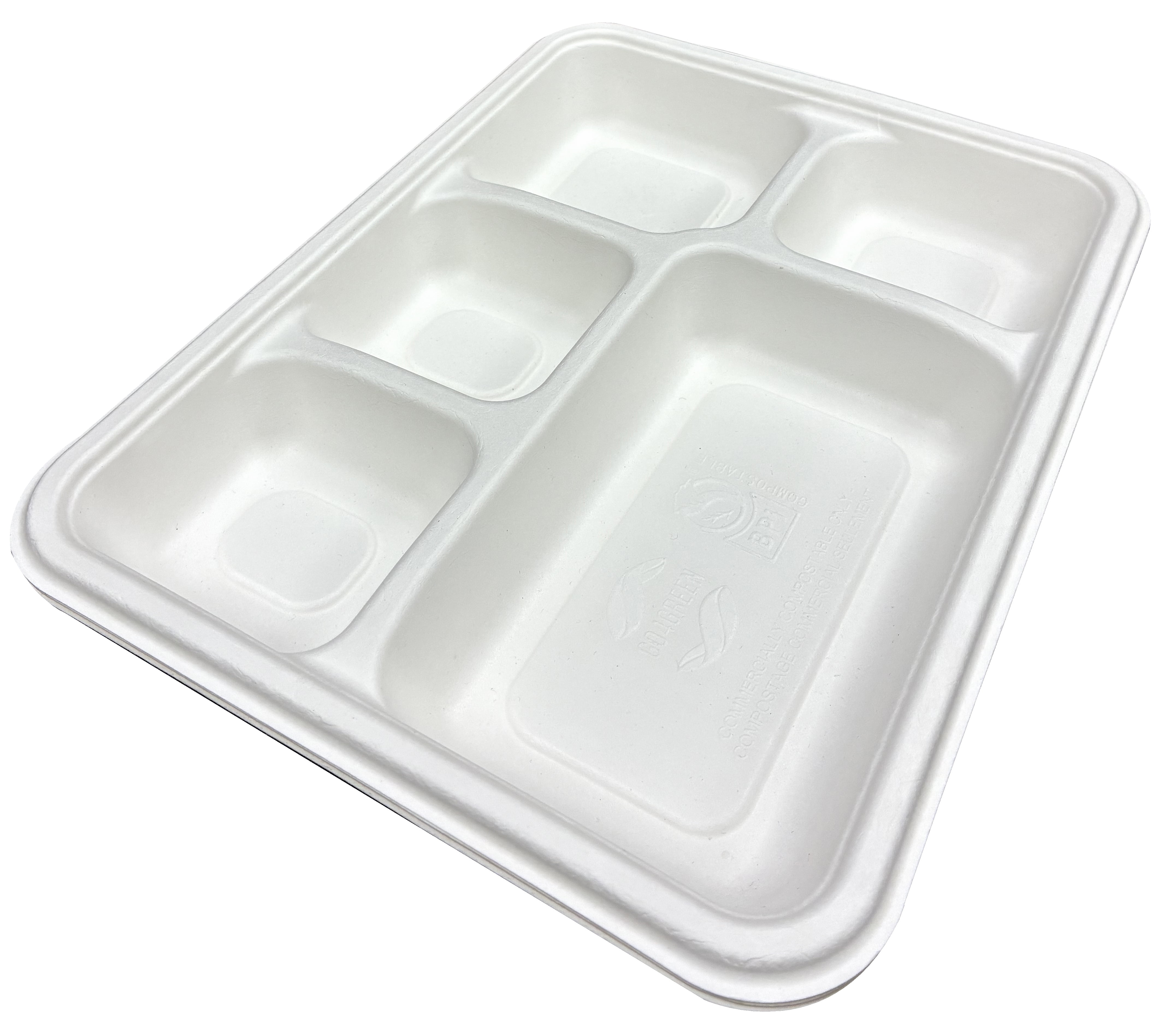 Verka Go4Green Plateaux Bagasse 5 Compartiments 80 pièces