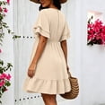 thumbnail image 7 of Karymi Plus SizePolka Dot Ruffle Sleeve Dress, Round Neck Elastic Waist Tiered Flounce Hem Casual A-Line Summer Dress Easter Dress, 7 of 7