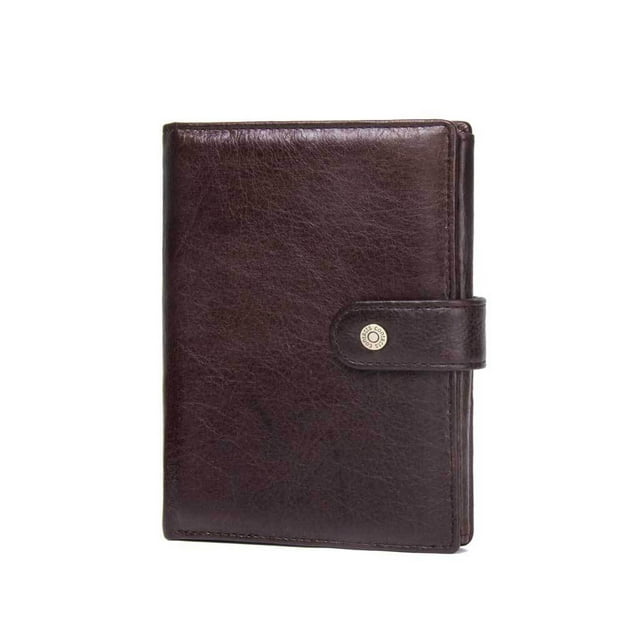 Billetera de almacenamiento Qarigey de cuero plegable portátil para pasaportes y tarjetas Café