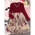 thumbnail image 2 of Child Girls Autumn Casual A-line Dress Long Sleeve Butterfly Print Tulle Patchwork Dress, 2 of 6