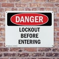 thumbnail image 4 of (2 Pack) Lockout Before Entering OSHA Danger Sign 24 Inch X 18 Inch Indoor / Outdoor Rust-Free Aluminum Metal Signs for Workplace, Workshop, and Construction Site, Made in the USA, 4 of 8