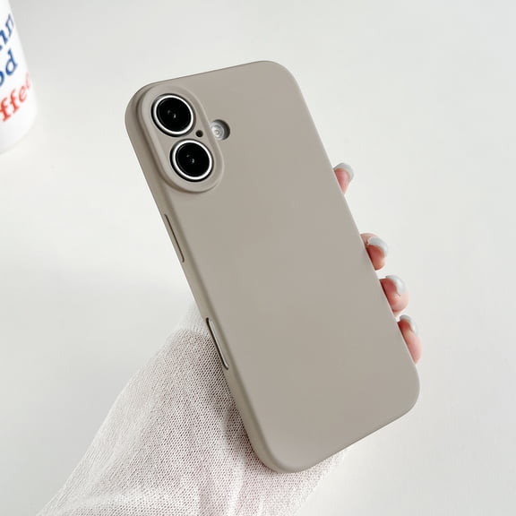 Compatible for iPhone 16 Case, Shockproof Liquid Silicone Phone Case with Soft Anti-Scratches Microfiber Lining, Full Body Anti-Drop Slim Thin Case for iPhone 16, Gray