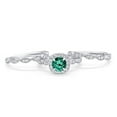 thumbnail image 6 of Halo Three Piece Round Set Green Emerald CZ Ring 925 Sterling Silver Size 5, 6 of 6
