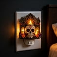 thumbnail image 5 of Day of the Dead Skull Plug In Night Light, Acrylic Sugar Skull Wall Lamp with Warm Glow, Halloween Decor for Bedroom Hallway Entryway Home, 5 of 6