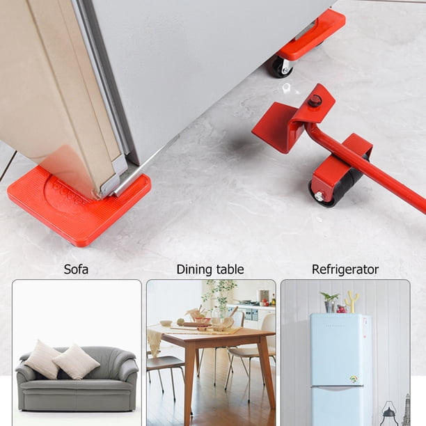 Juego de herramientas para mover muebles, 5 uds., elevador de transporte de muebles, barra de rueda de rodillos