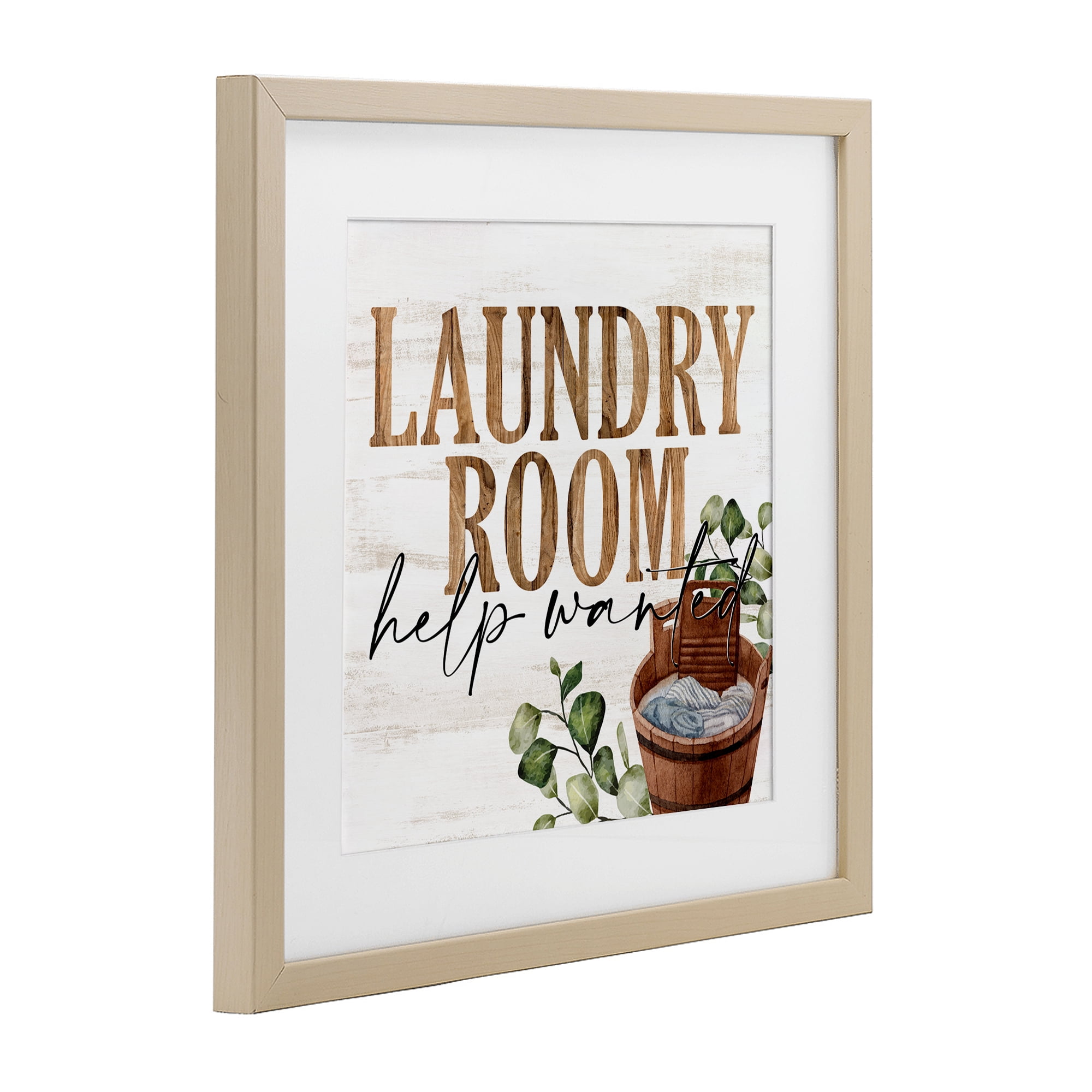 Help Wanted Rustic Laundry Room Birch Framed Print Under Glass, design by Kim Allen