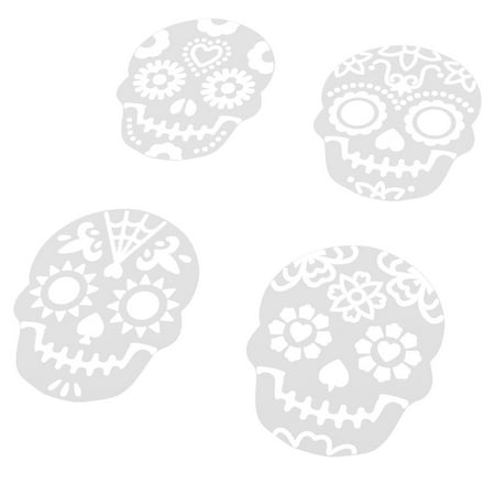 

LUMICHY 8pcs Halloween Hollow Skull Cake Spray Mold Cake Stencils Sugar Icing Template
