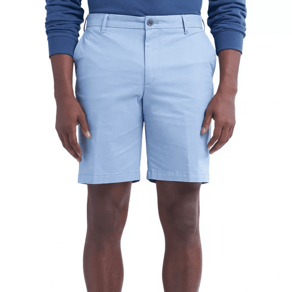 Izod Men's Flat Front Stretch Chino Shorts (Ashley Blue, 38W)