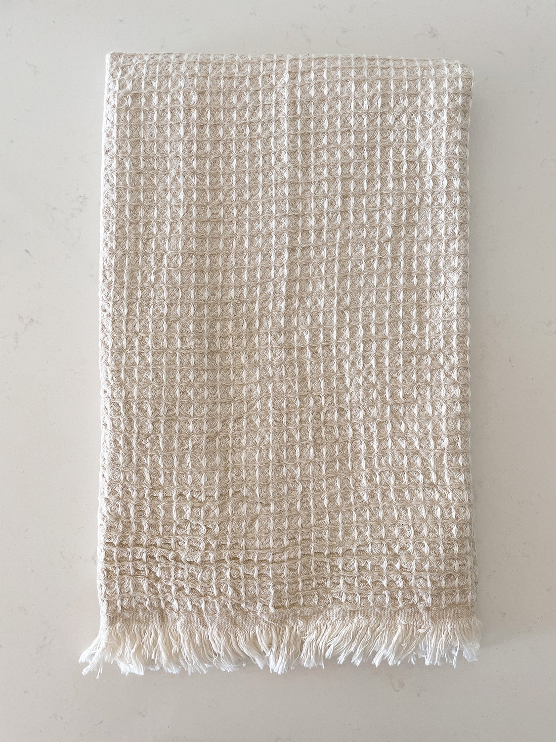 2 Tone Turkish Cotton Waffle Bath Towel Sky Blue