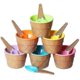 thumbnail image 1 of Set Of 6 Ice Cream Dessert Bowls And Matching Spoons Plastic - Assorted Cute Colours Wafer Design, 1 of 2