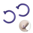 thumbnail image 2 of 2 pcs Unisex Surgical Titanium Steel Open Nose Ring Nose Piercing Stud 6mm (Purple), 2 of 4