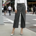 thumbnail image 7 of Utoimkio High Waist Wrap Front Capri Pants for Women Casual Single Button Overlay Cropped Trousers for Women with Side Hand Pockets, 7 of 7