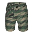 thumbnail image 4 of Disketp Men'S Swim Trunks Hawaiian Breathable Surf Beach Swimsuits Mesh Lining Beach Shorts With Pockets-Jungle Green Camo Usa Flag, 4 of 9