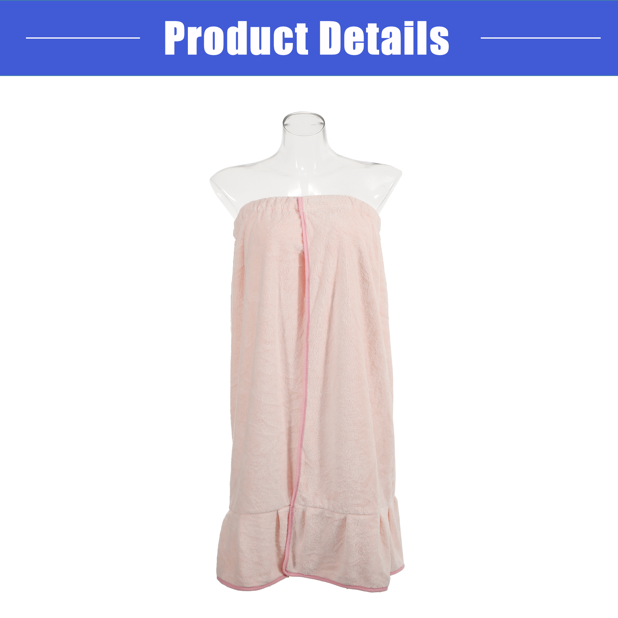 Vocoste Bath Wrap Towel for Women Shower Robe Adjustable Closure Bath Wrap Pink 31.9" Length