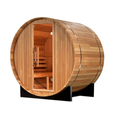 Golden Designs Gothenberg Edition 2 Person Traditional Barrel Steam Sauna - Canadian Red Cedar