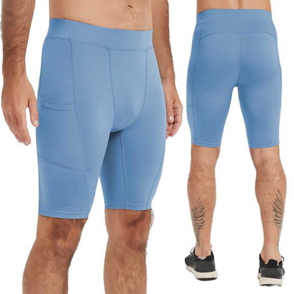 Yertdoel Mens Yoga Shorts Solid Color Knee Length Elasticity Shorts Slim Breathable Fast Drying Outdoor Workout Running Shorts