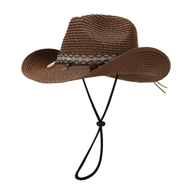 WEIYLL Chapeaux de Soleil Femmes Hommes Tendance Été Style Mode Extérieur Ombre Cowboy Marron Visières Décontractées