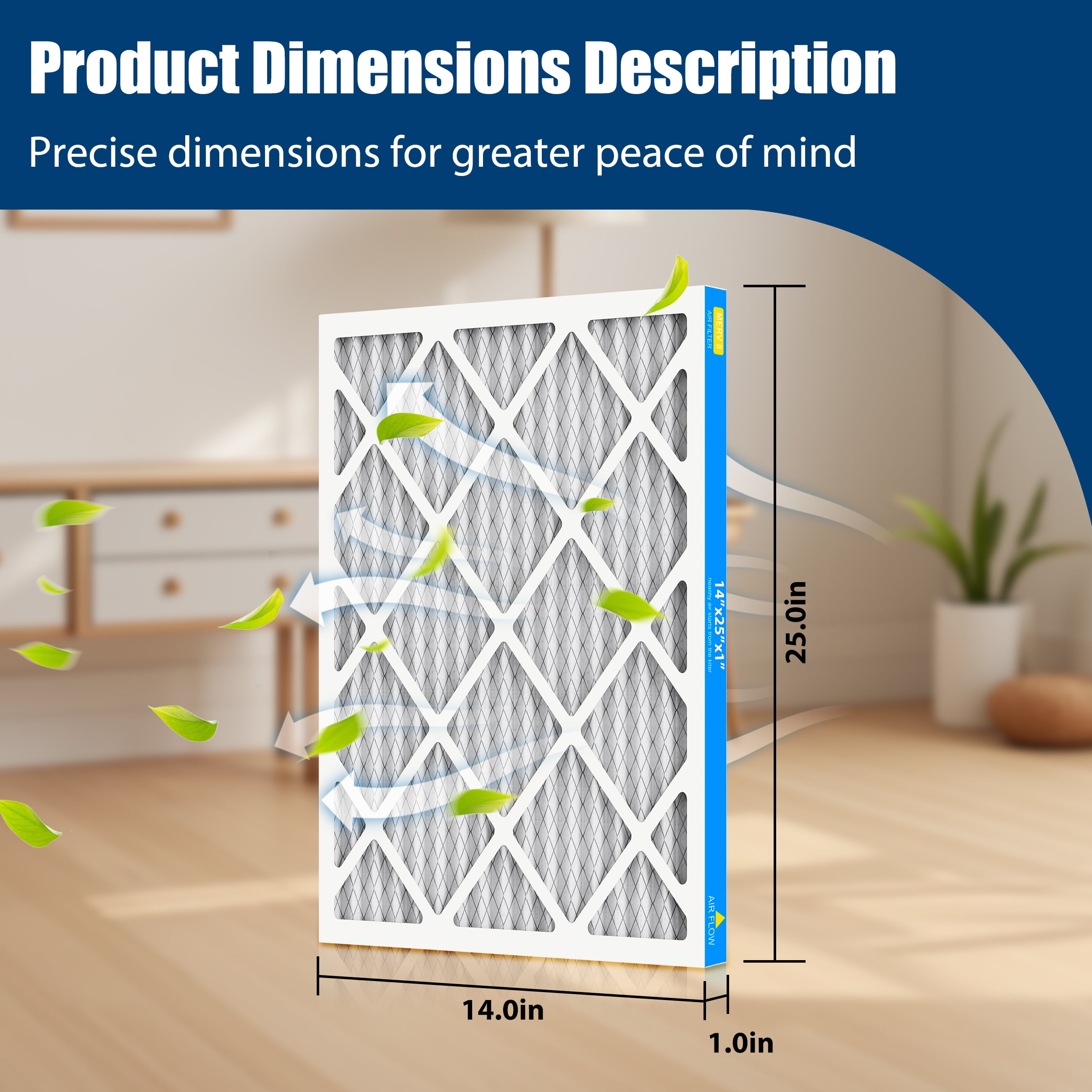 AMI PARTS 14x25x1 MERV 8 Pleated Filter,Removes Pollen and Dust HVAC Furnace Air Filter, 6 Packs