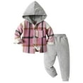 thumbnail image 2 of Cowsor Toddler Baby Boy Clothes Long Sleeve Plaid Hoodie Sweatshirt Top + Jogger Pants Outfit Set Fall Winter Sweatsuit, 2 of 3
