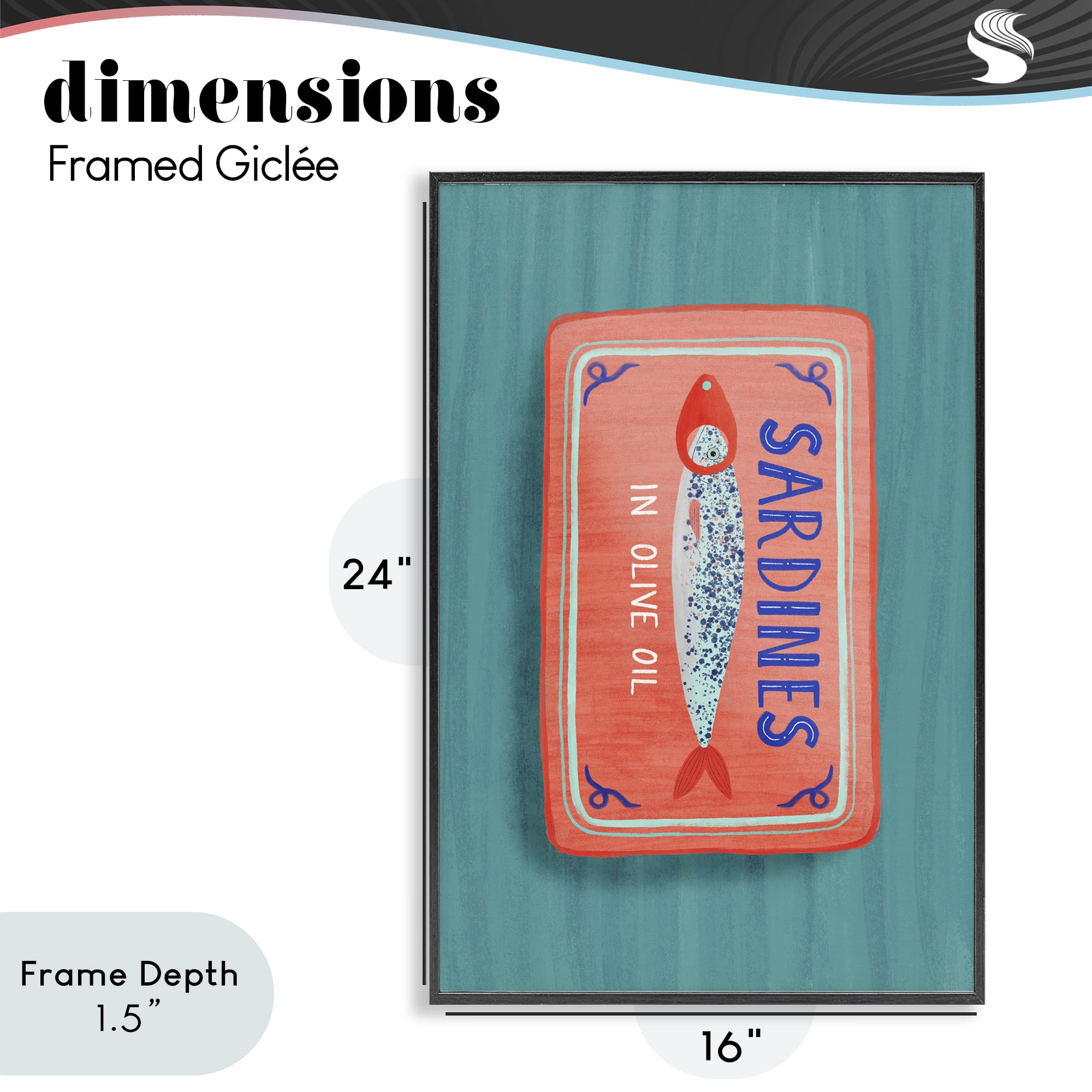 Stupell Industries Sardines Olive Oil Seafood Black Framed Giclee Art, design by Metka Hiti