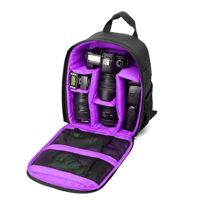 Matsuzay para cámara multifunción Video Digital DSLR Bolsa para cámara al aire libre Estuche para para Accesorios de cámara y óptica negro + morado