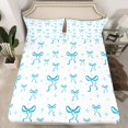 thumbnail image 2 of Feelyou Blue Princess Bowknot Full Size Sheets, Cartoon Ribbon Bed Sheets, 4-Piece, 2 of 7