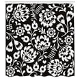 thumbnail image 3 of Ambesonne Folk Art Shower Curtain, Polish Botanical Motifs, 69"Wx84"L, Charcoal Grey White, 3 of 3