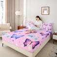 thumbnail image 4 of Castle Fairy Flying Butterfly 4 Pieces Queen Sheet Sets for Teens Girls Boys Children,Stars Print Ultra Soft Flat Sheet,Dreamy Princess Queen Fitted Sheet,Lightweight Room Decor, 4 of 7
