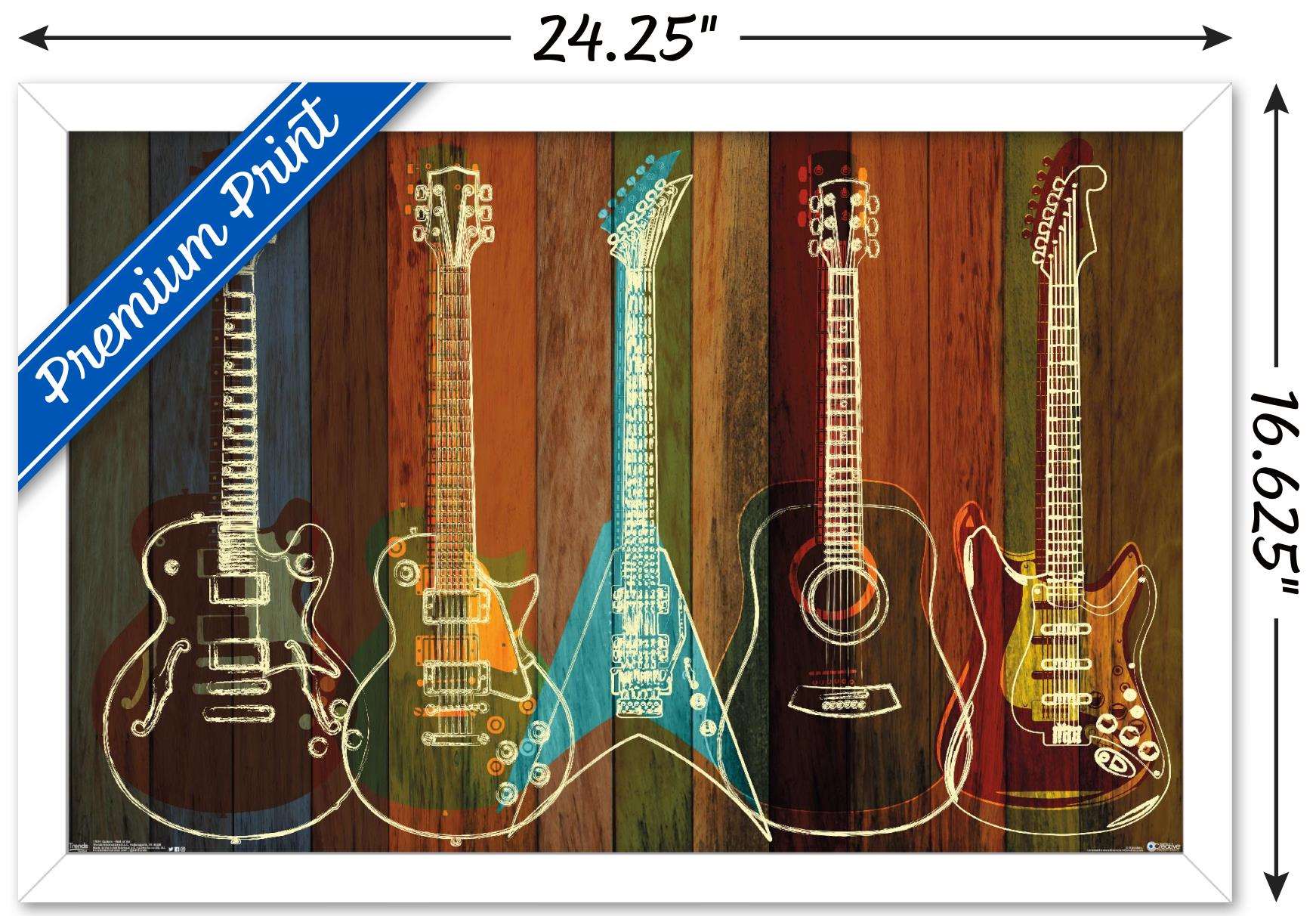 Guitars Wall Art Wall Poster, 14.725" x 22.375", Framed