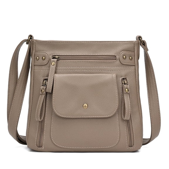 KouLi Buir Crossbody Bag For Women With Adjustable Sling Strap-Medium PU Leather Shoulder Bags Multi Pocket Purse