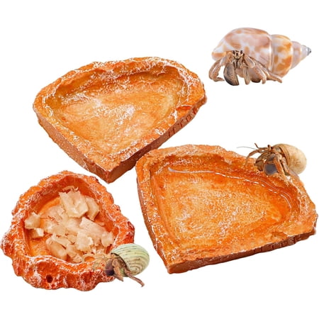 3 Pack Reptile Food Dish, Resin Hermit Crab Food & Water Bowl, Reptile Feeding Food Dish Kit, Tank or Aquarium Accessory, Suitable for Turtle Lizard Hermit Crab Snail Bearded Dragon Leopard Gecko
