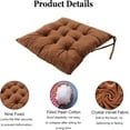 thumbnail image 2 of 6 Pack Square Seat Cushion Chair Pads for Kitchen Dining Chairs, Soft Comfort Velvet Chair Mat Pillow Cushions with Ties for Office Desk Living Room Tatami 15.5", Coffee, 2 of 12