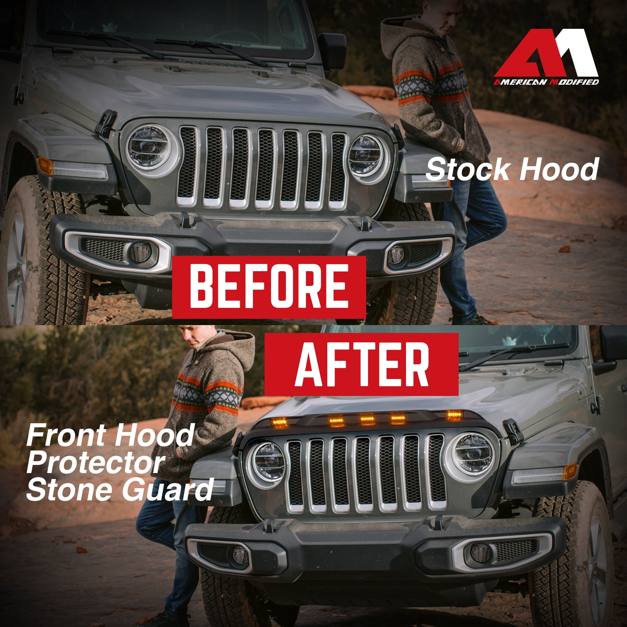 AMERICAN MODIFIED Front Hood for 18 to 23 Jeep Wrangler JL & Gladiator JT