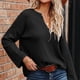 thumbnail image 1 of Knitted Sweater, Breathable Women Sweater Long Sleeve Pure Color  For Daily Life ANGGREK Negro M, 1 of 7