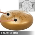 thumbnail image 4 of VEVOR Tambour à Langue en Acier 13 Notes 12 Pouces de Diamètre Tambour à Langue Doré Handpan Tambour Notes Instrument de Percussion Tambours en Acier avec Sac, Livre de Musique, Maillets, Support de Maillet, 4 of 9
