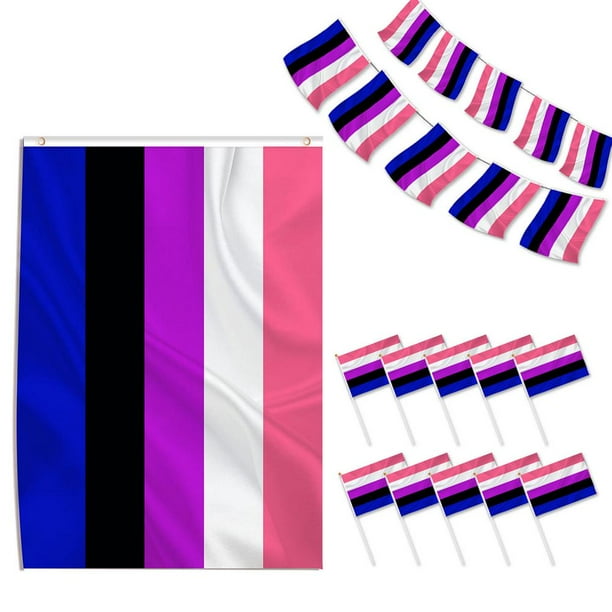 Leking Genderfluid Pride Flag Rainbow Banner Home Garden Yard Decor