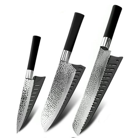 

Myvit Kitchen Knives Set Japanese Knife Professional Chef Knives Hammered Anti Stick Stainless Steel Blade Slicing Knife for Meat Fruit Vegetable